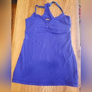 Beyond Yoga purple sweetheart soft cut out back racerback shelf bra